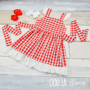 Girl in Red Checkers Dress